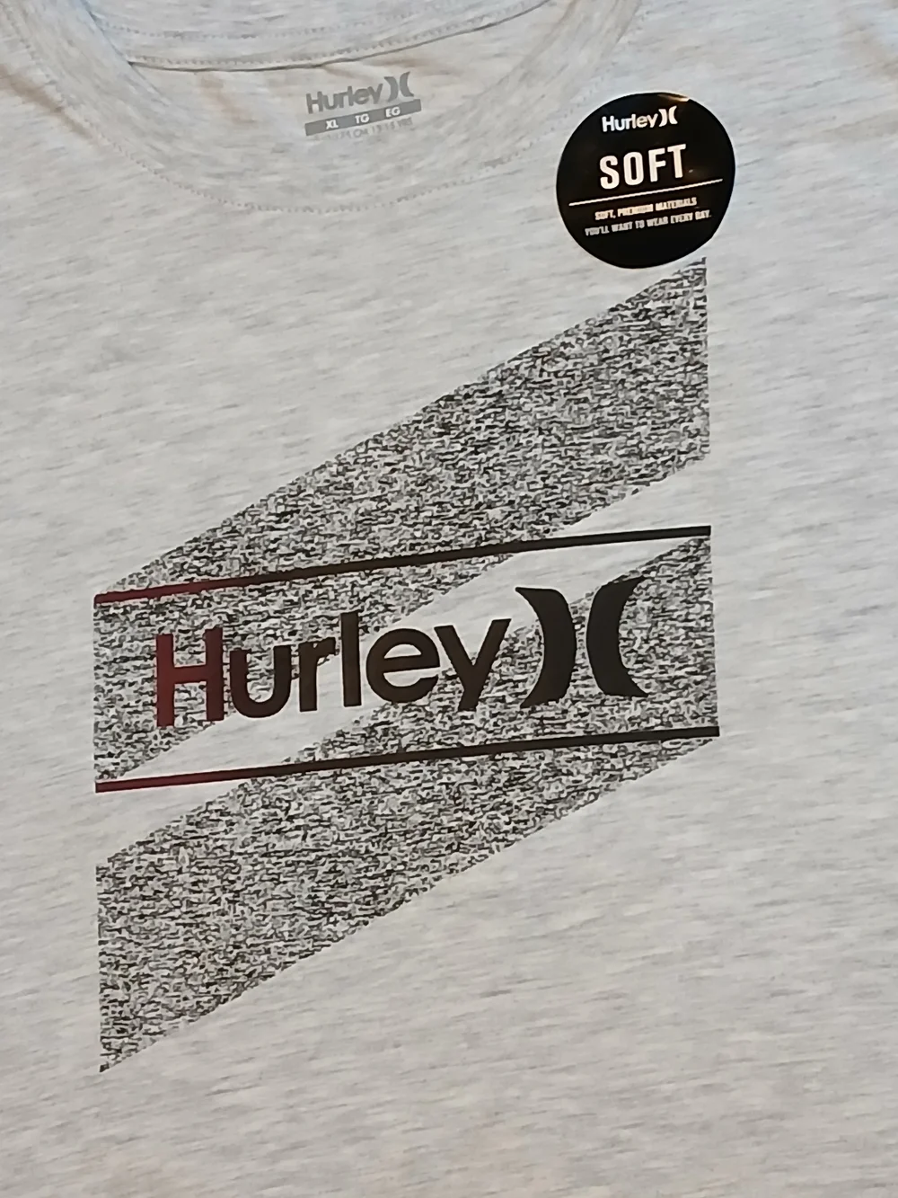HURLEY T- Shirt BOYS Short Sleeve Soft T-Shirt- Gray -Size XL New!